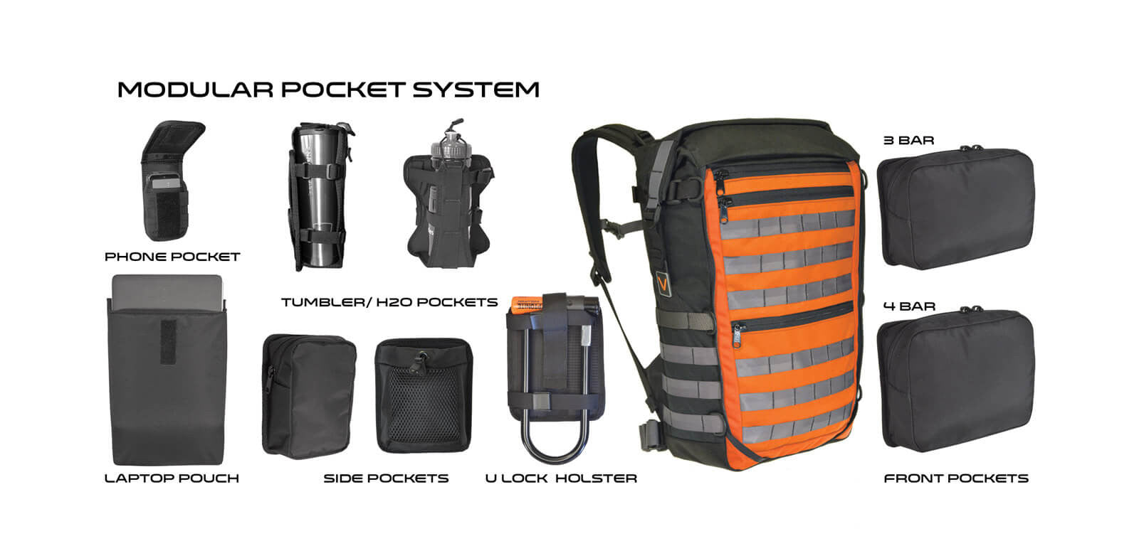 Modular waterproof backpacks
